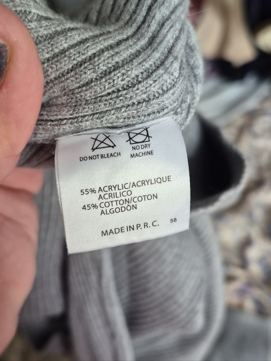 Brandy Melville Gray Ribbe Knit Cropped Sweater Long Sleeve - Picture 10 of 10